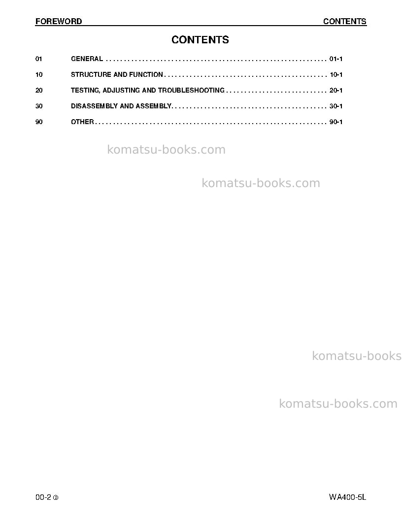 Komatsu wa400-5usa-l Repair & maintenance cover Page 2