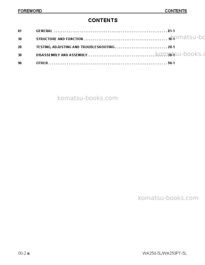 Komatsu wa250-5usa-l Repair & maintenance cover Page 2