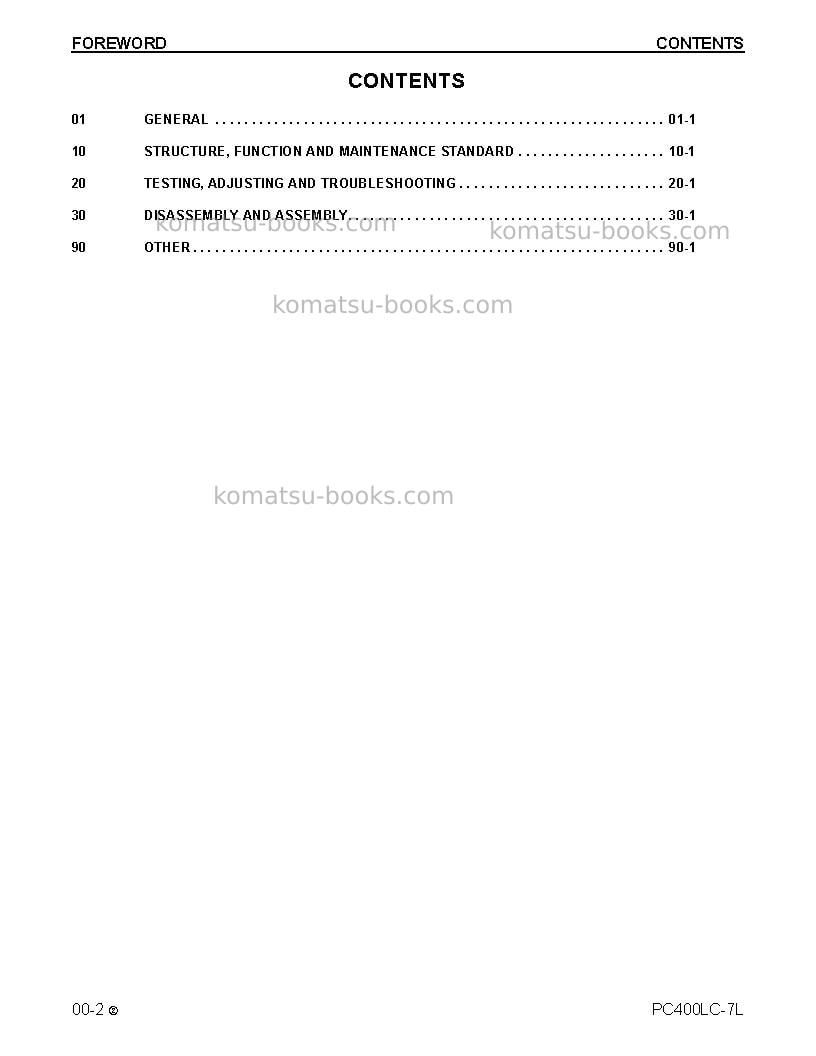 Komatsu pc400lc-7usa-l Repair & maintenance cover Page 2 Komatsu pc400lc-7usa-l Repair & maintenance cover Page 2