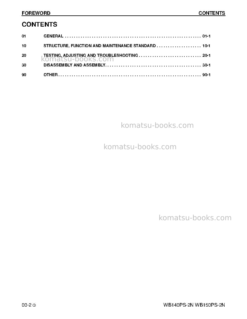 Komatsu wb150ps-2usa-n Repair & maintenance cover Page 2 Komatsu wb150ps-2usa-n Repair & maintenance cover Page 2