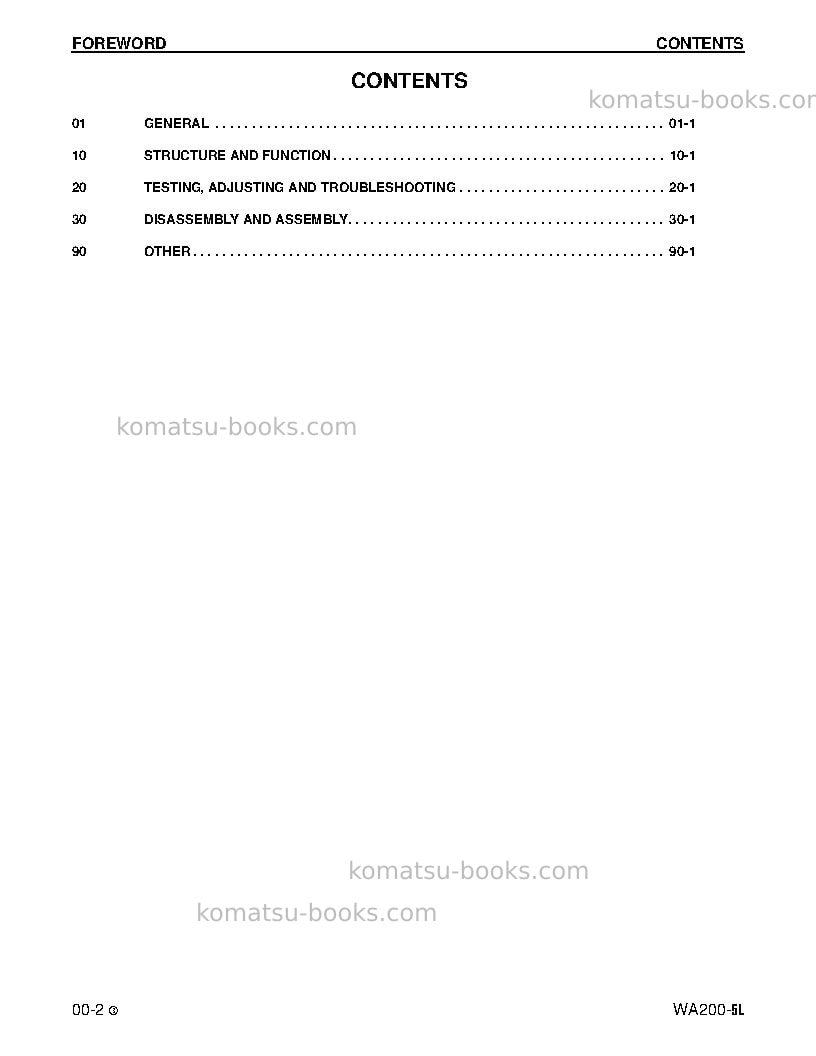 Komatsu wa200-5usa-l Repair & maintenance cover Page 2