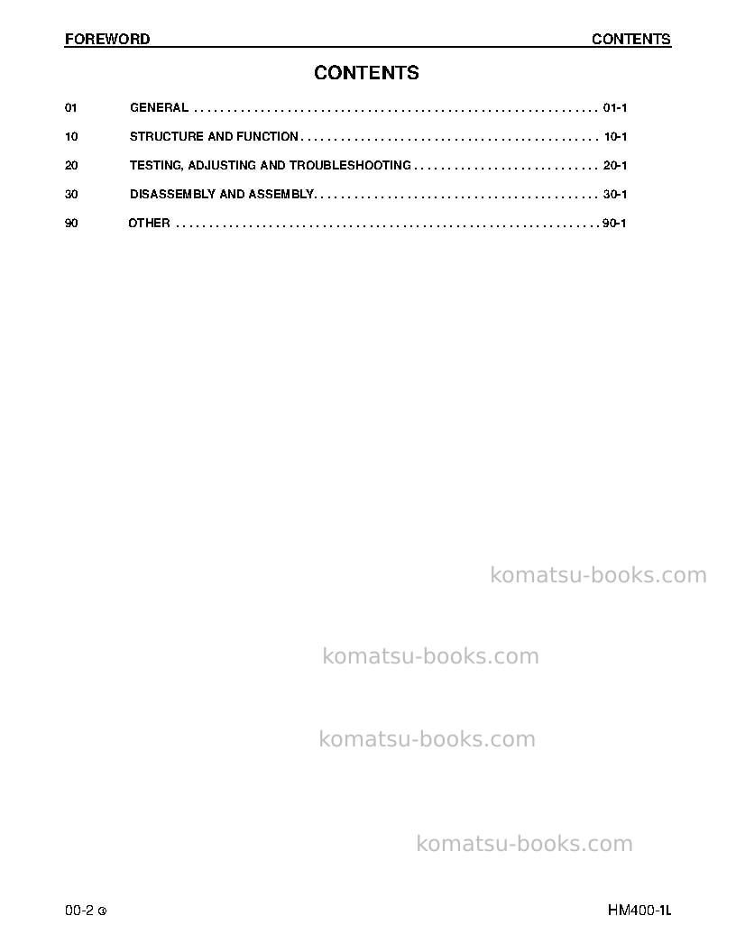 Komatsu hm400-1usa-l Repair & maintenance cover Page 2