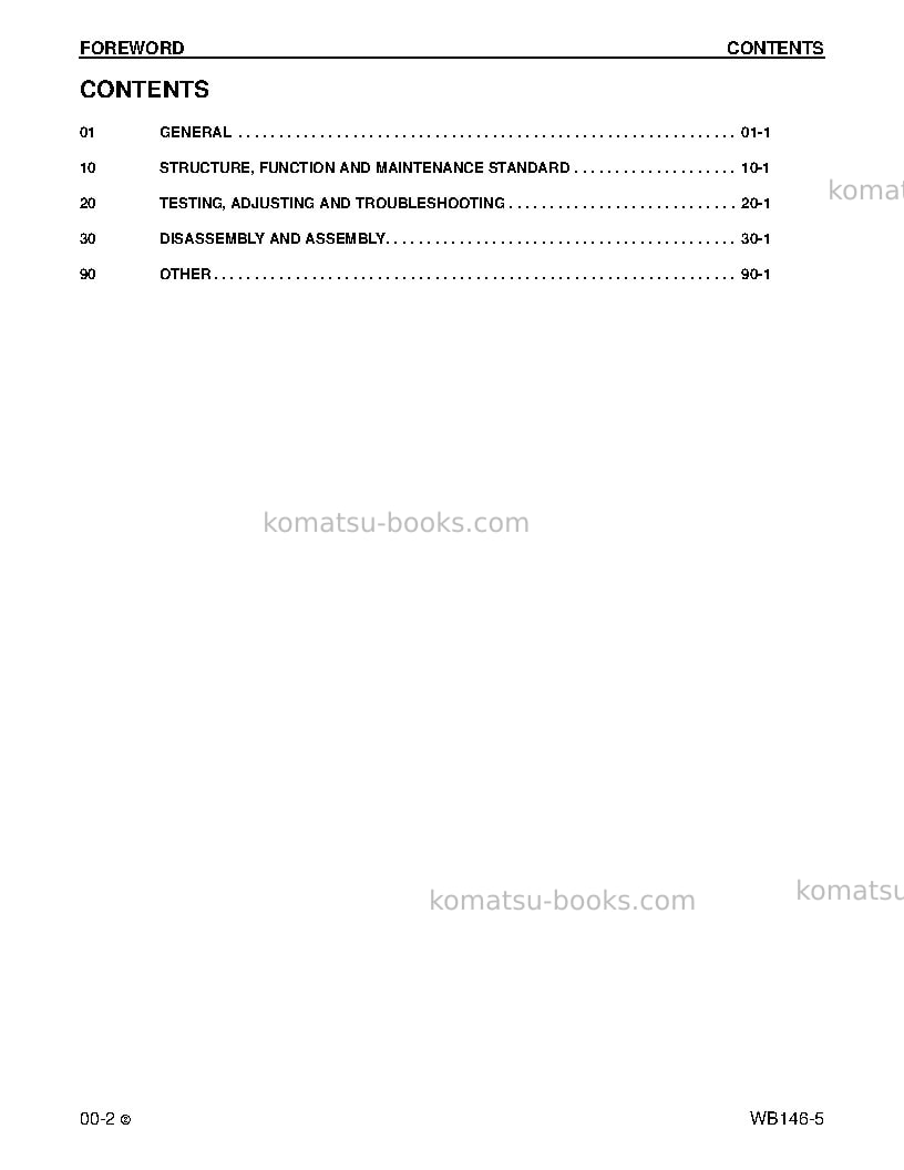 Komatsu wb146-5usa Repair & maintenance cover Page 2