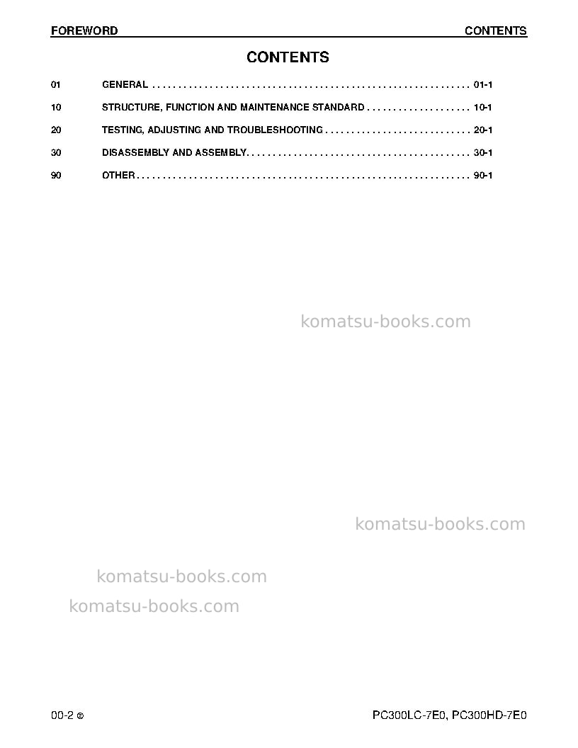 Komatsu pc300lc-7usa-tier 3 Repair & maintenance cover Page 2 Komatsu pc300lc-7usa-tier 3 Repair & maintenance cover Page 2