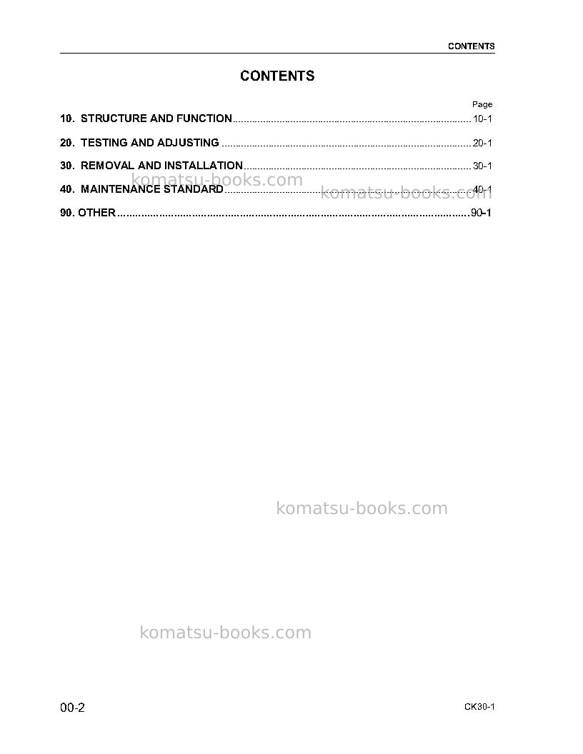 Komatsu ck30-1usa Repair & maintenance cover Page 2 Komatsu ck30-1usa Repair & maintenance cover Page 2