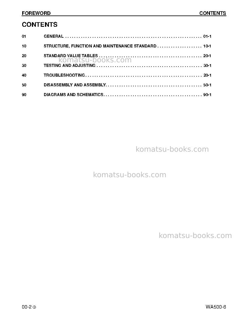 Komatsu wa500-6usa Repair & maintenance cover Page 2