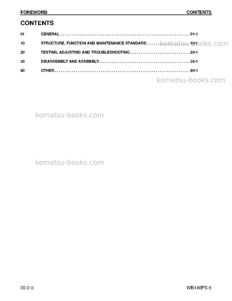 Komatsu wb146ps-5usa Repair & maintenance cover Page 2