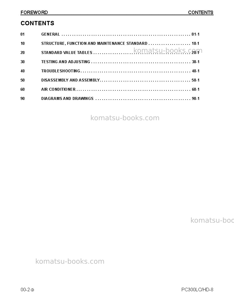 Komatsu pc300lc-8usa Repair & maintenance cover Page 2