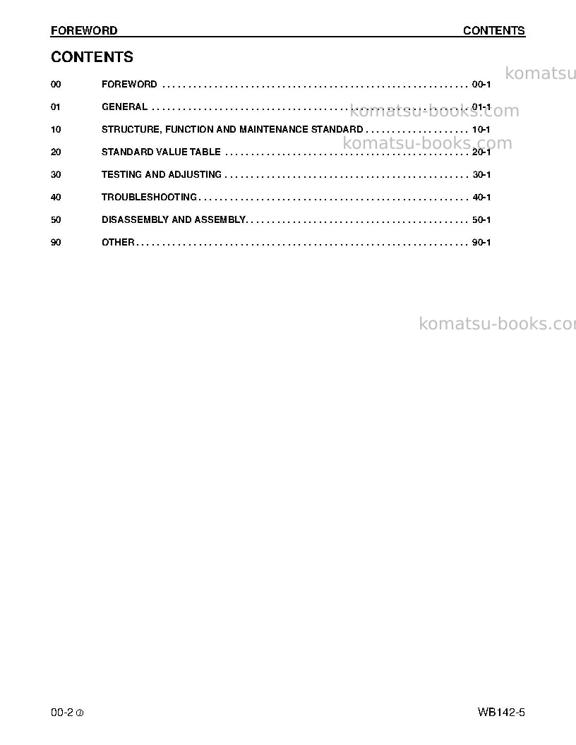 Komatsu wb142-5usa Repair & maintenance cover Page 2 Komatsu wb142-5usa Repair & maintenance cover Page 2