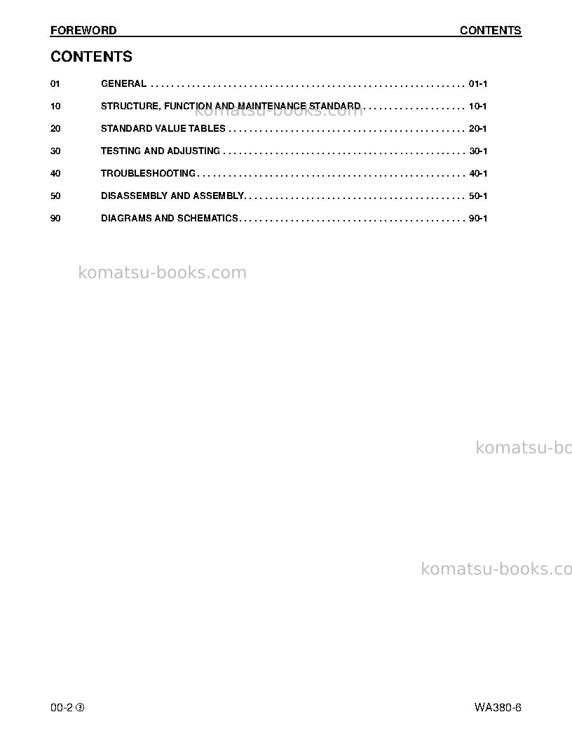 Komatsu wa380-6usa Repair & maintenance cover Page 2