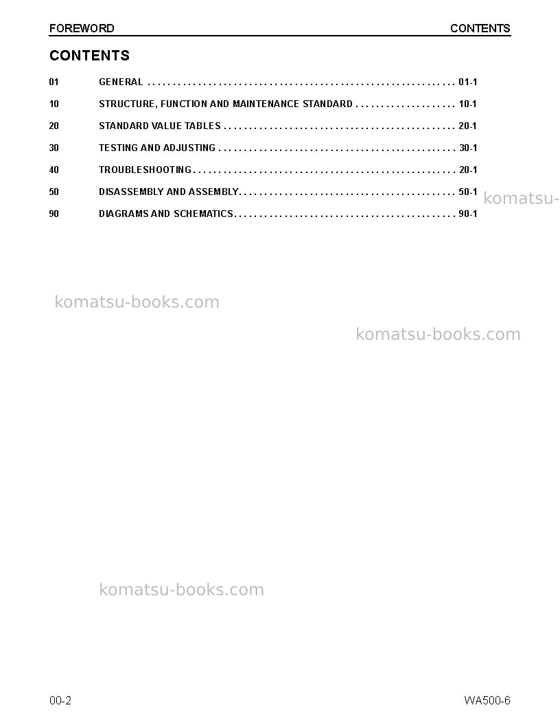 Komatsu wa500-6usa Repair & maintenance cover Page 2