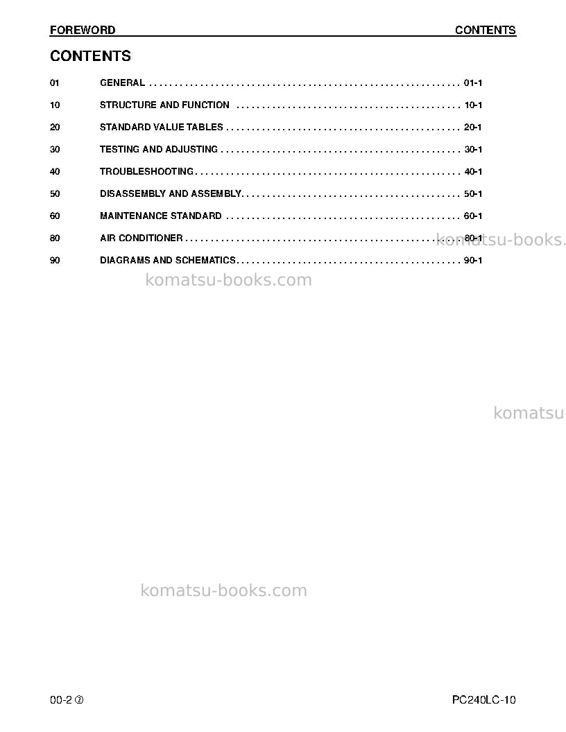 Komatsu pc240lc-10usa Repair & maintenance cover Page 2