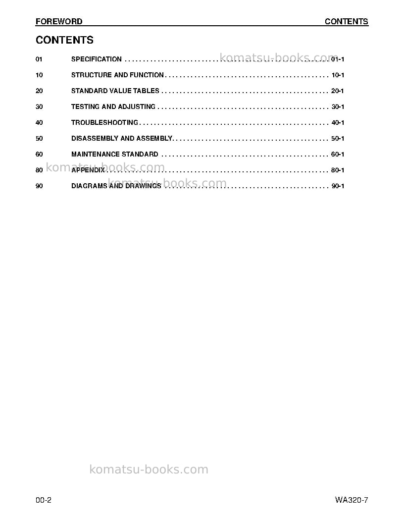 Komatsu wa320-7usa Repair & maintenance cover Page 2 Komatsu wa320-7usa Repair & maintenance cover Page 2