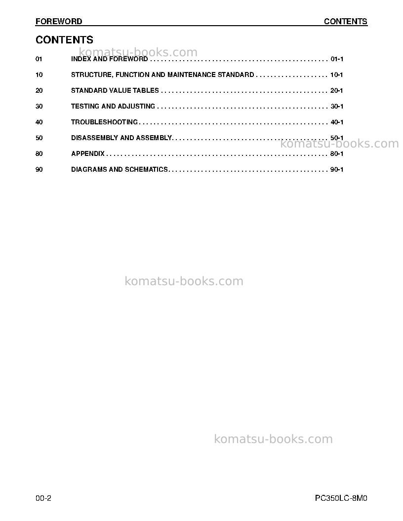Komatsu pc350lc-8usa-m0 Repair & maintenance cover Page 2