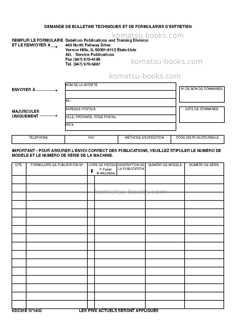 Komatsu pc220lc-7usa-l Manuel d'utilisation couverture Page 2