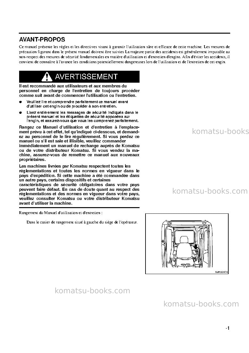 Komatsu pc300hd-7usa-l Manuel d'utilisation couverture Page 2 Komatsu pc300hd-7usa-l Manuel d'utilisation couverture Page 2