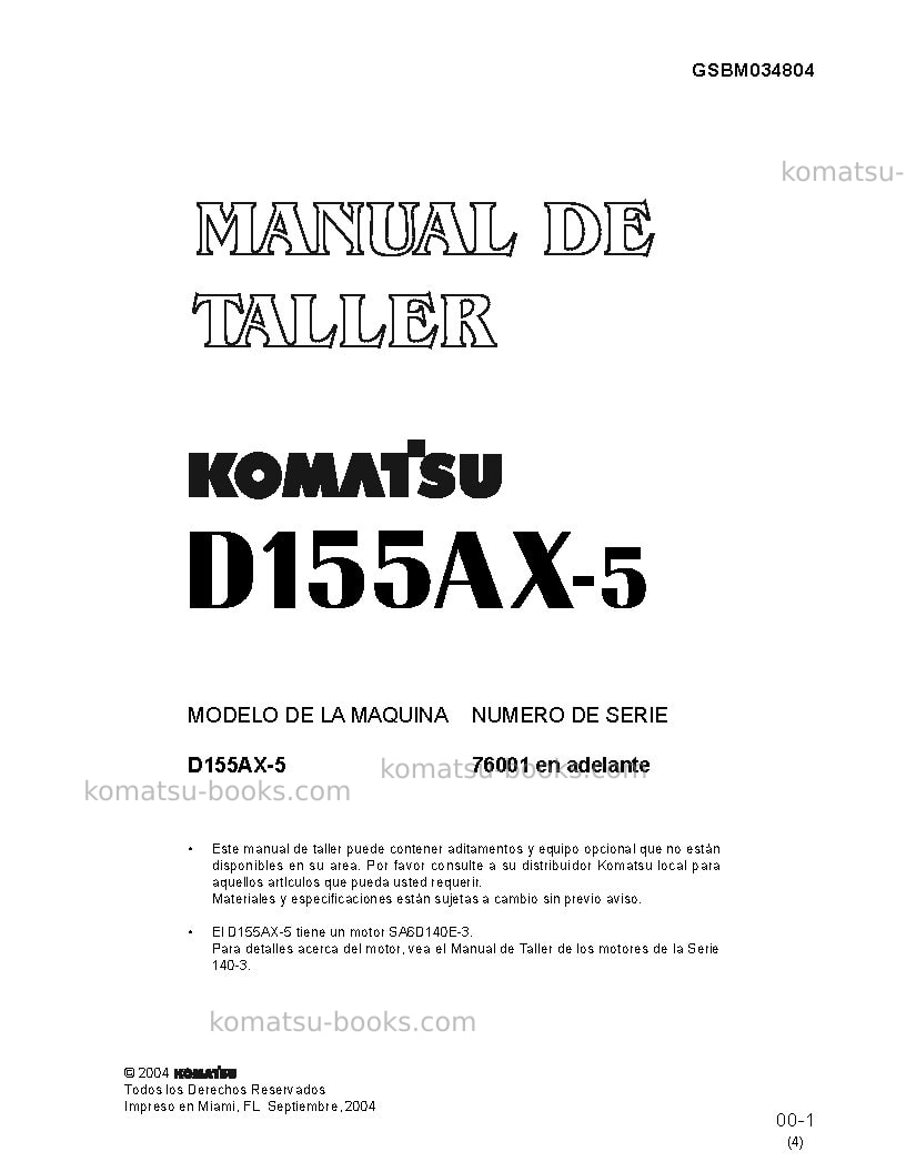 Komatsu d155ax-5jpn Reparación y mantenimiento cover Page 2