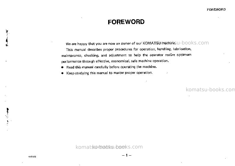 Komatsu d455a-1jpn Operation manual cover Page 2