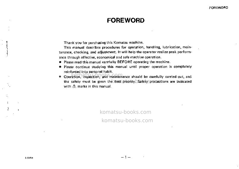 Komatsu d50a-16jpn Operation manual cover Page 2 Komatsu d50a-16jpn Operation manual cover Page 2