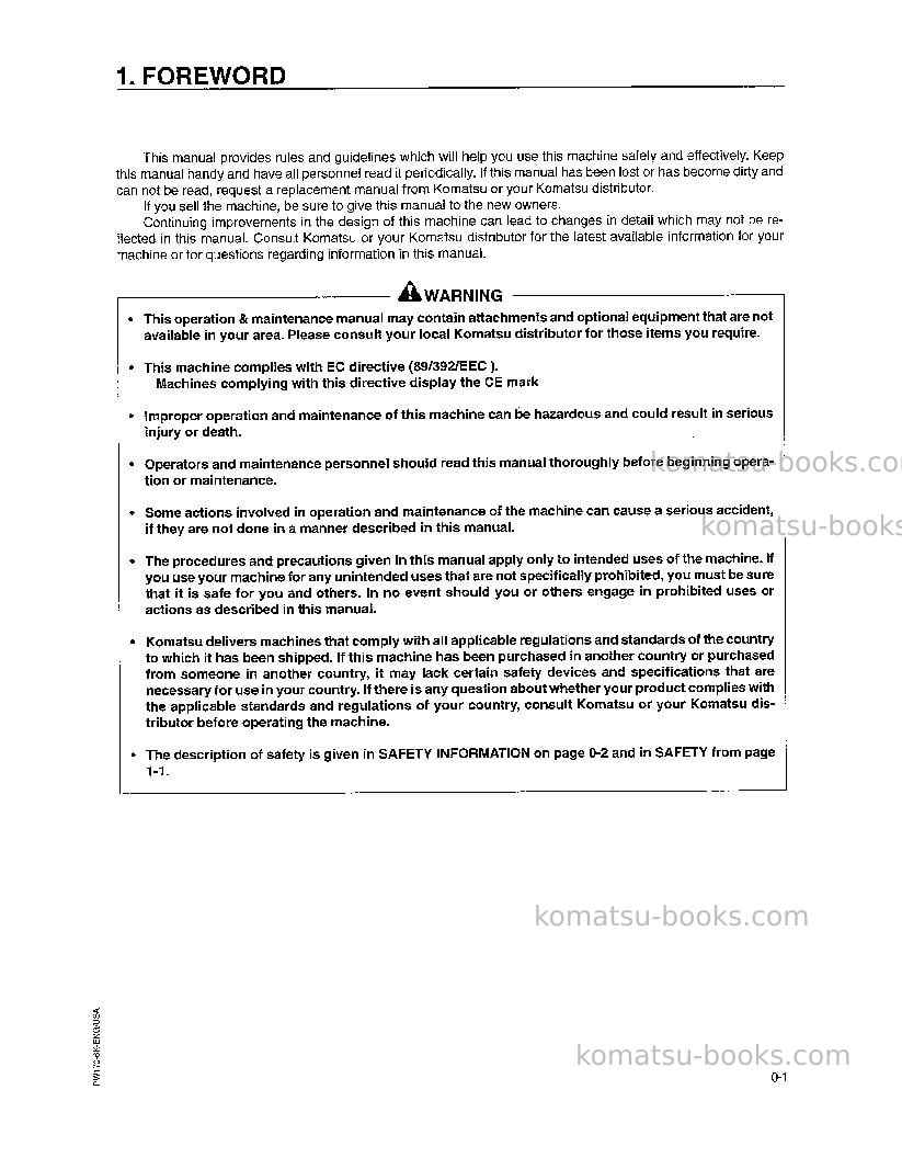 Komatsu pw170es-6gbr-k Operation manual cover Page 2
