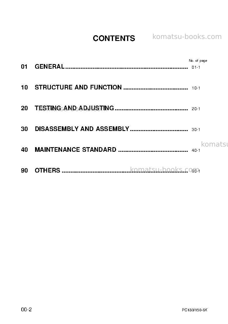 Komatsu pc150lgp-6gbr-k Repair & maintenance cover Page 2