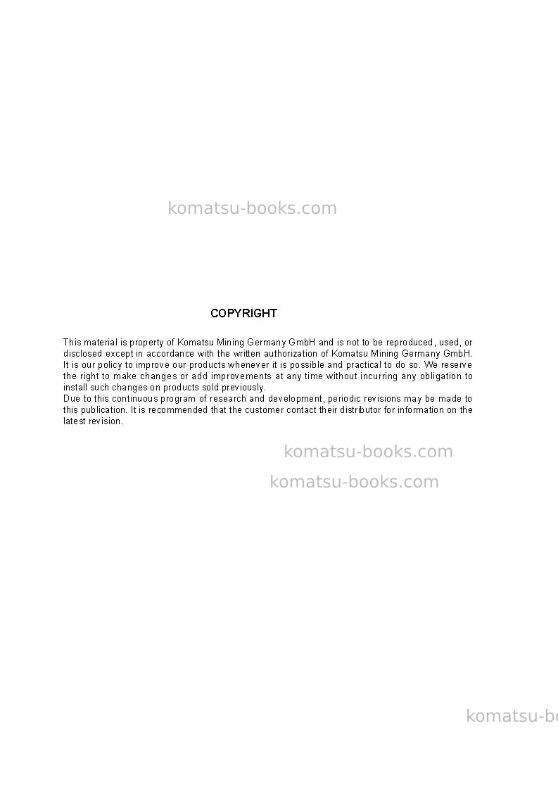 Komatsu pc4000deu Field assembly manual cover Page 2 Komatsu pc4000deu Field assembly manual cover Page 2