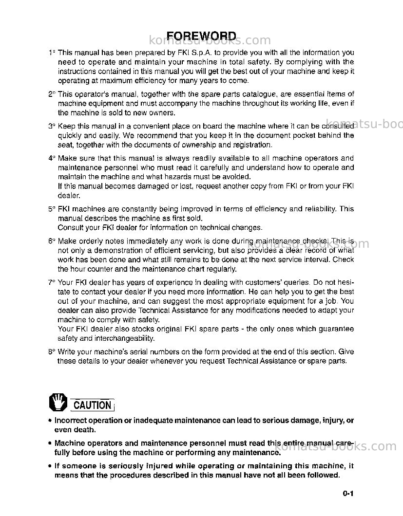 Komatsu pc95-1ita Operation manual cover Page 2 Komatsu pc95-1ita Operation manual cover Page 2