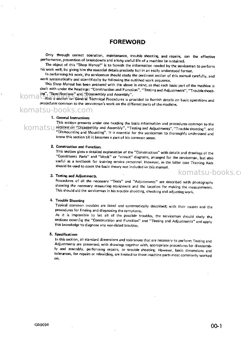 Komatsu gd500r-1jpn Repair & maintenance cover Page 2 Komatsu gd500r-1jpn Repair & maintenance cover Page 2