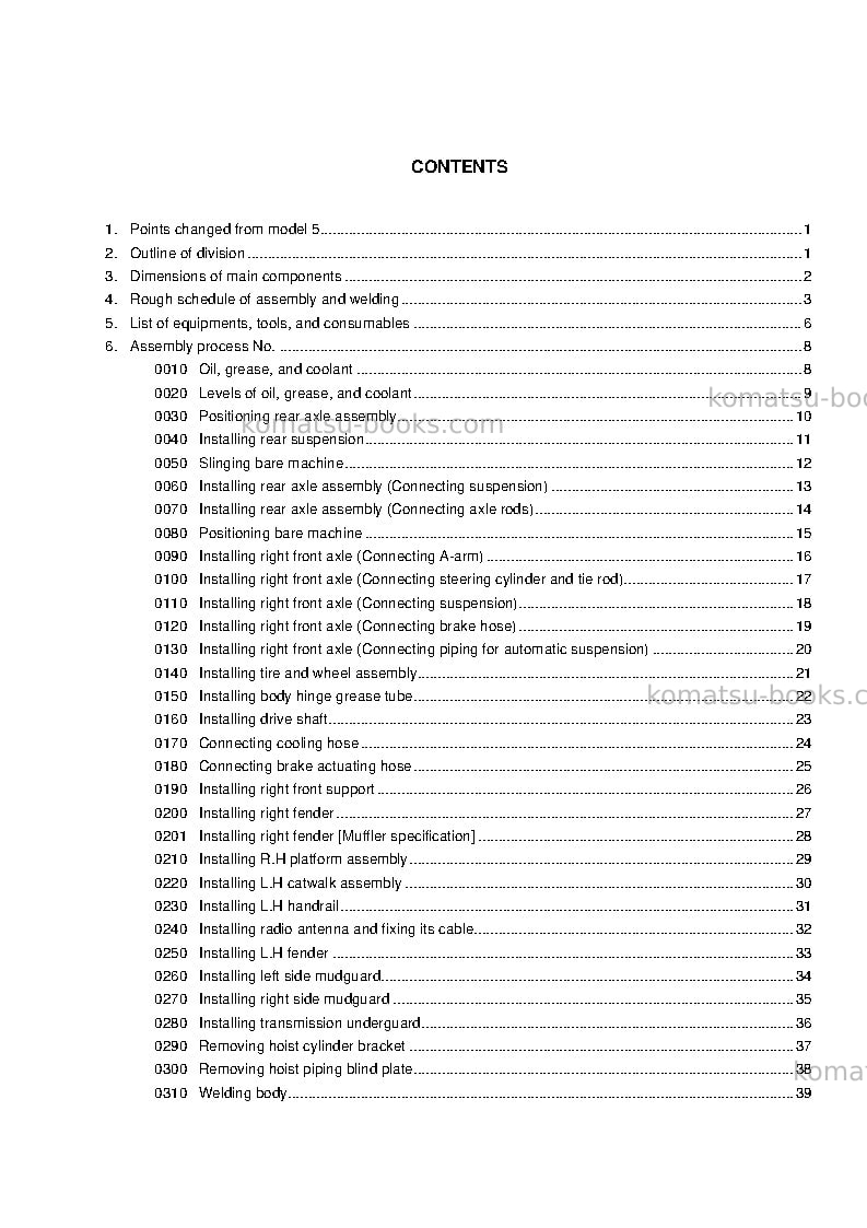 Komatsu hd465-7jpn Field assembly manual cover Page 2 Komatsu hd465-7jpn Field assembly manual cover Page 2