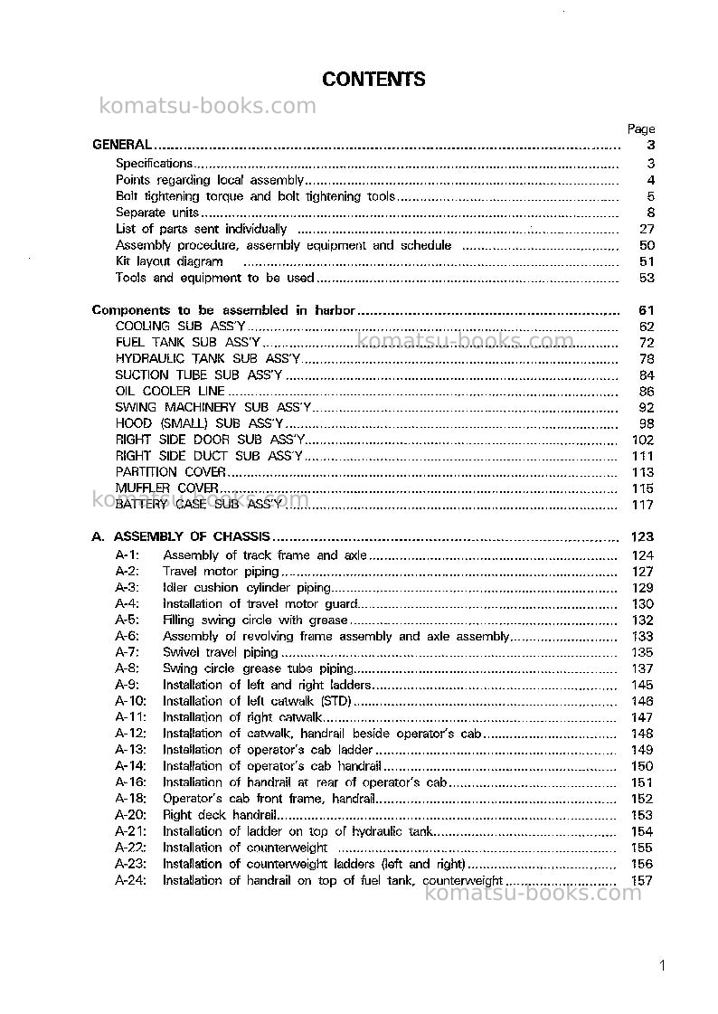 Komatsu pc1800-6jpn Field assembly manual cover Page 2 Komatsu pc1800-6jpn Field assembly manual cover Page 2