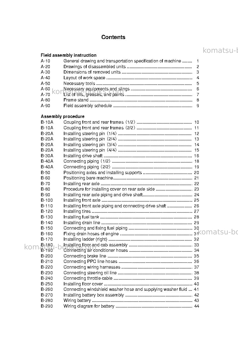 Komatsu wa900-3jpn Field assembly manual cover Page 2 Komatsu wa900-3jpn Field assembly manual cover Page 2