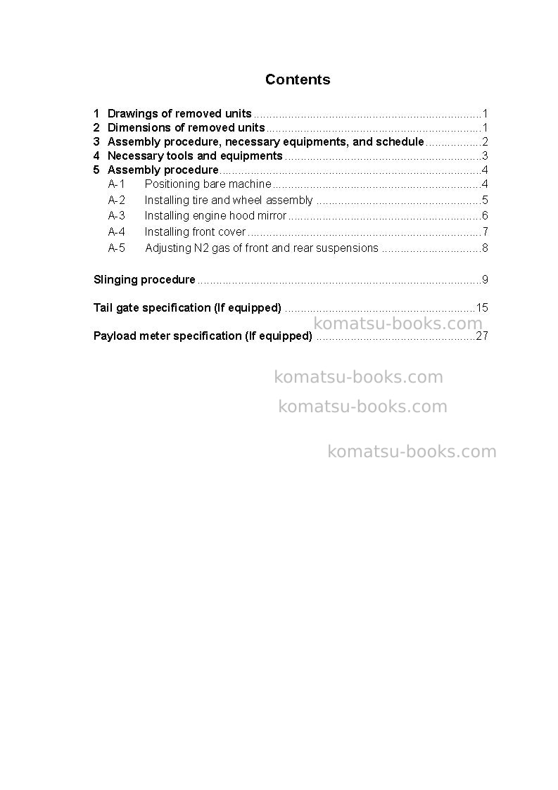 Komatsu hm400-1usa-l Field assembly manual cover Page 2 Komatsu hm400-1usa-l Field assembly manual cover Page 2
