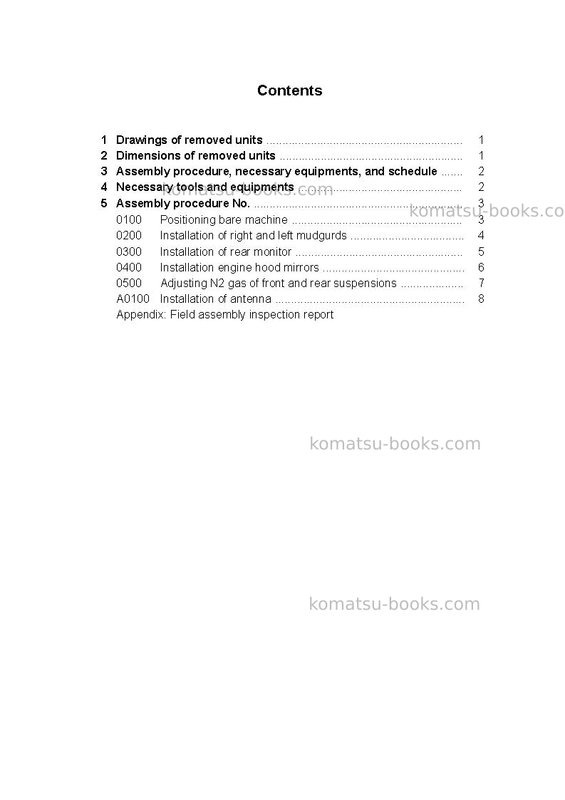Komatsu hm350-2jpn Field assembly manual cover Page 2 Komatsu hm350-2jpn Field assembly manual cover Page 2