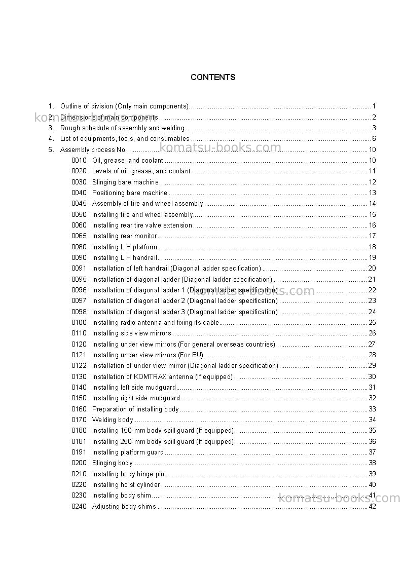 Komatsu hd325-7jpn Field assembly manual cover Page 2 Komatsu hd325-7jpn Field assembly manual cover Page 2