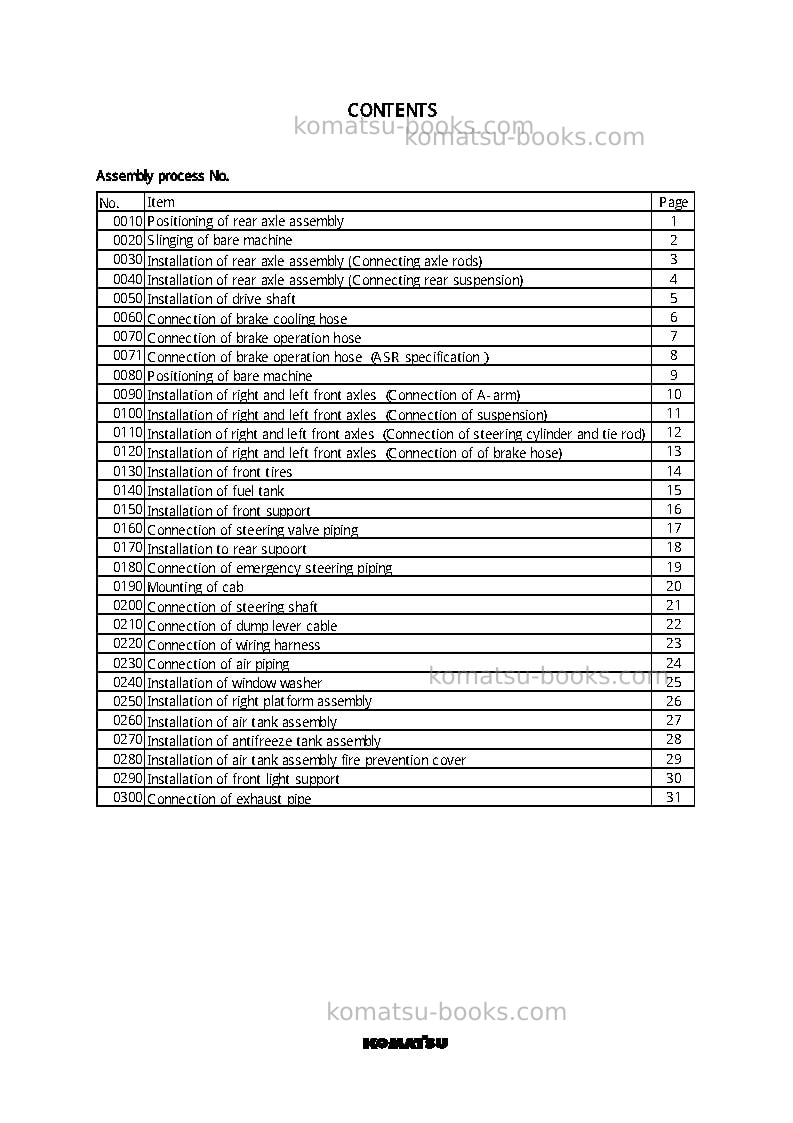 Komatsu hd325-6jpn Field assembly manual cover Page 2
