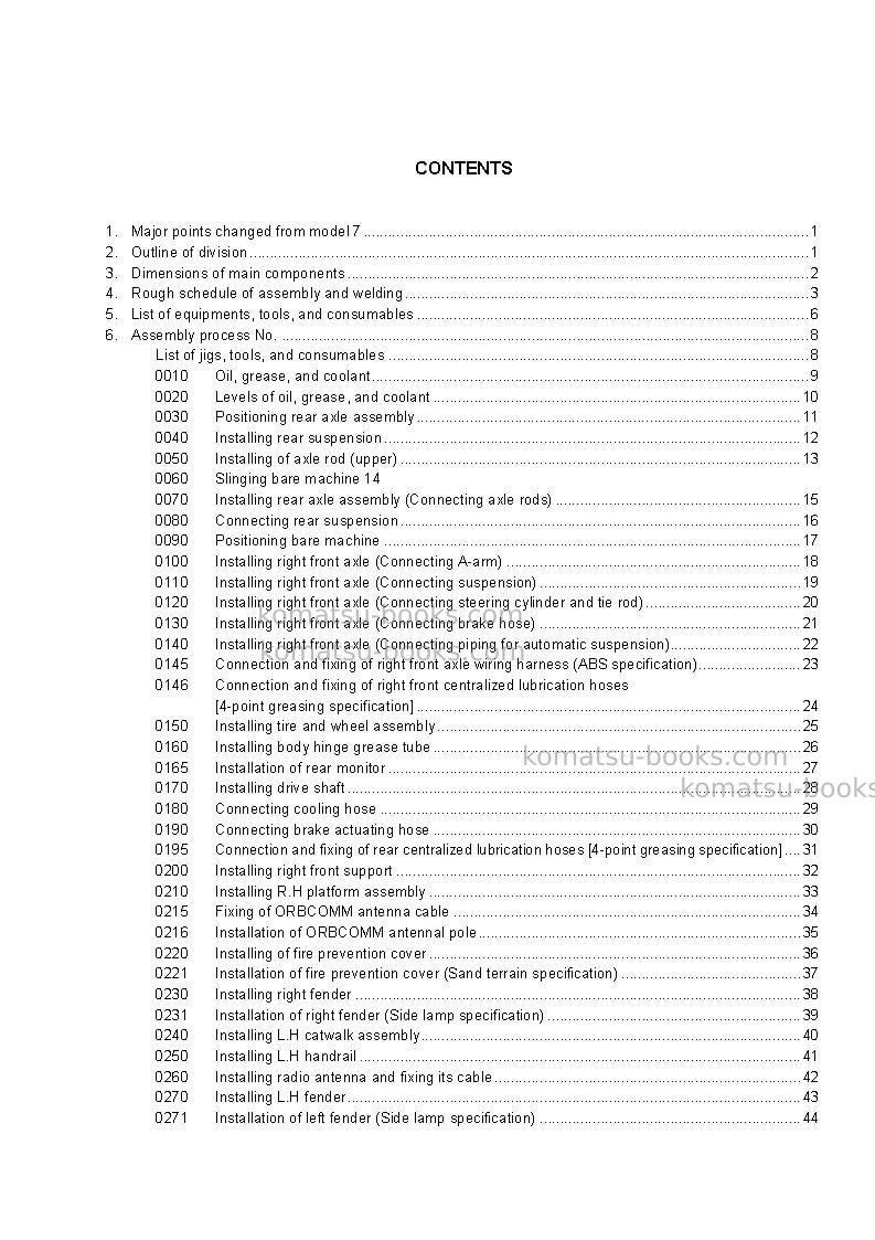 Komatsu hd605-7jpn-r Field assembly manual cover Page 2