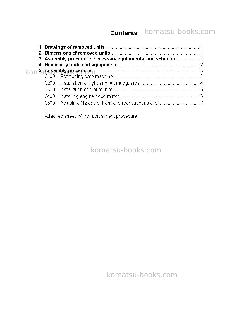 Komatsu hm350-2jpn-r Field assembly manual cover Page 2