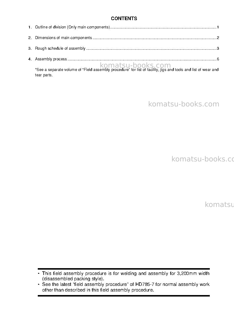 Komatsu hd785-7jpn--40c degree for cis Field assembly manual cover Page 2 Komatsu hd785-7jpn--40c degree for cis Field assembly manual cover Page 2