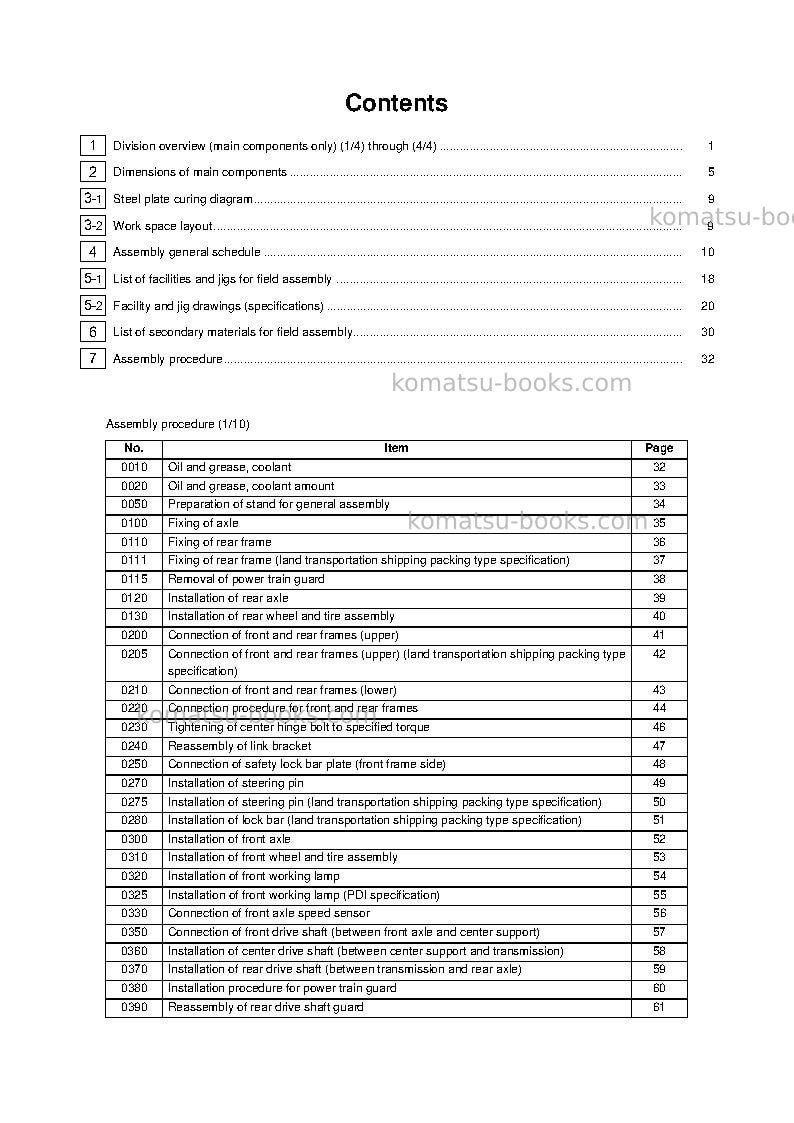 Komatsu wa1200-6jpn Field assembly manual cover Page 2 Komatsu wa1200-6jpn Field assembly manual cover Page 2