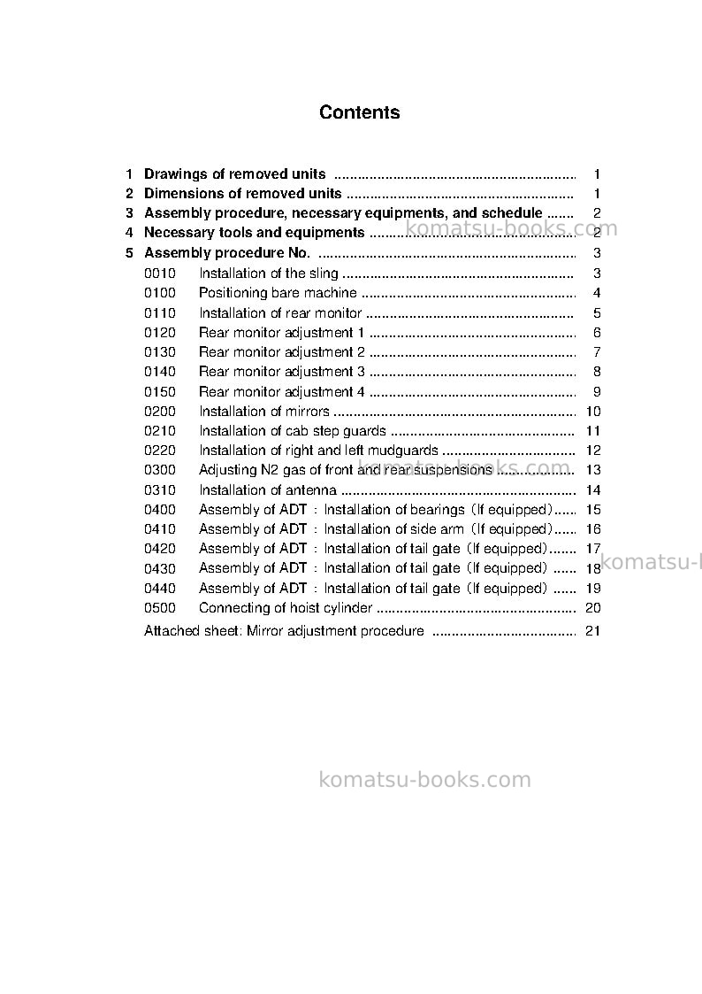 Komatsu hm300-3jpn Field assembly manual cover Page 2 Komatsu hm300-3jpn Field assembly manual cover Page 2