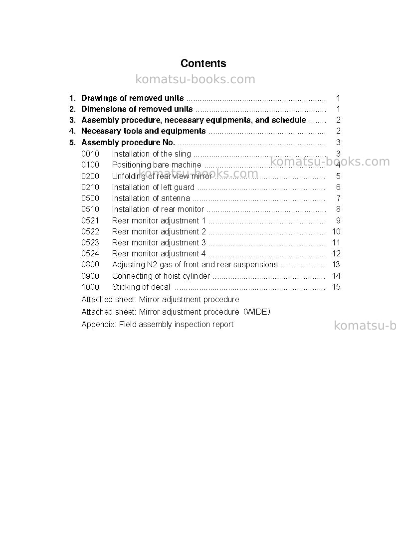 Komatsu hm400-3jpn Field assembly manual cover Page 2 Komatsu hm400-3jpn Field assembly manual cover Page 2