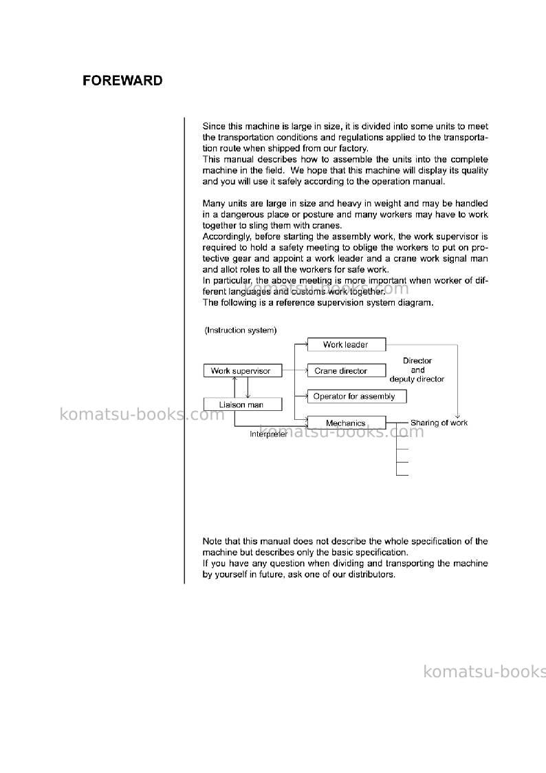 Komatsu pc1250sp-8jpn-r, for kal Field assembly manual cover Page 2 Komatsu pc1250sp-8jpn-r, for kal Field assembly manual cover Page 2