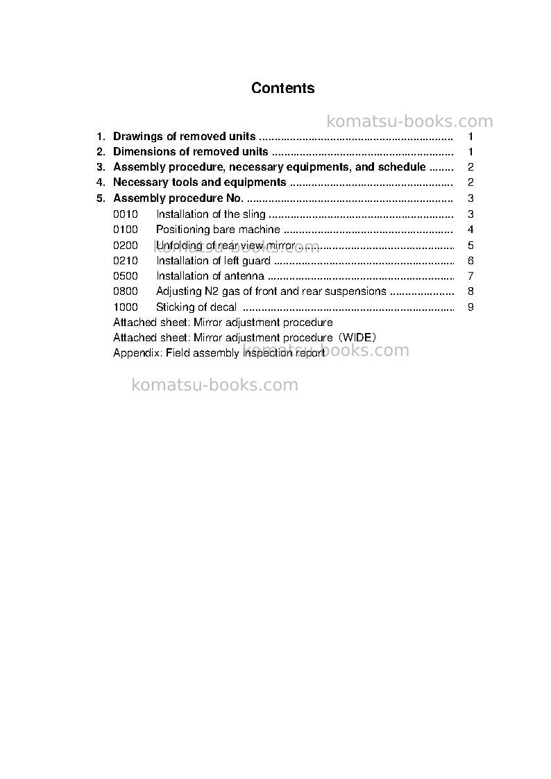 Komatsu hm400-3jpn-r Field assembly manual cover Page 2