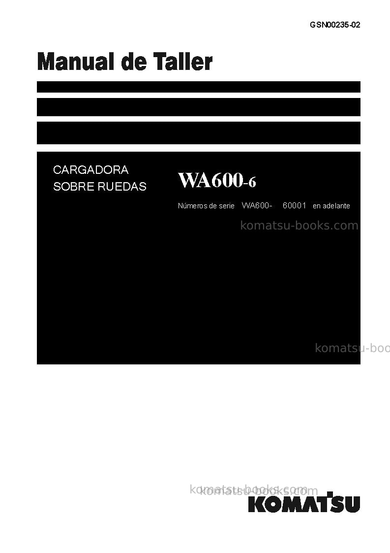 Komatsu wa600-6jpn Reparación y mantenimiento cover Page 2