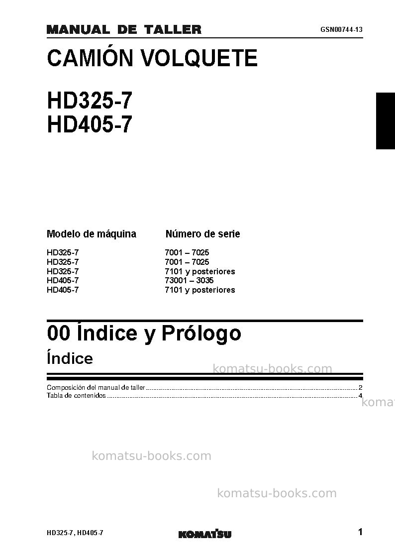Komatsu hd325-7jpn Reparación y mantenimiento cover Page 2