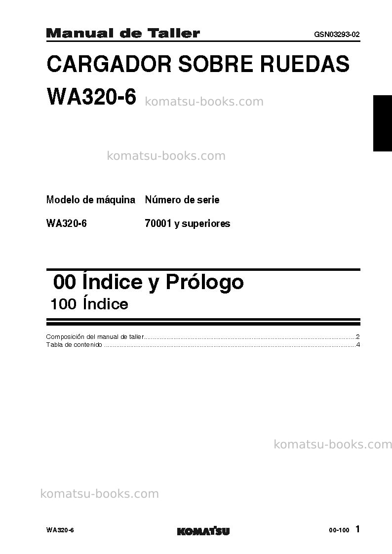 Komatsu wa320-6jpn Reparación y mantenimiento cover Page 2