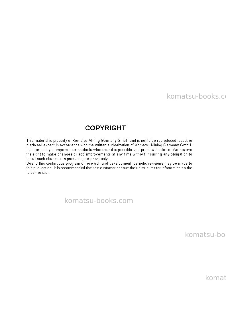 Komatsu pc3000-6deu Operation manual cover Page 2 Komatsu pc3000-6deu Operation manual cover Page 2