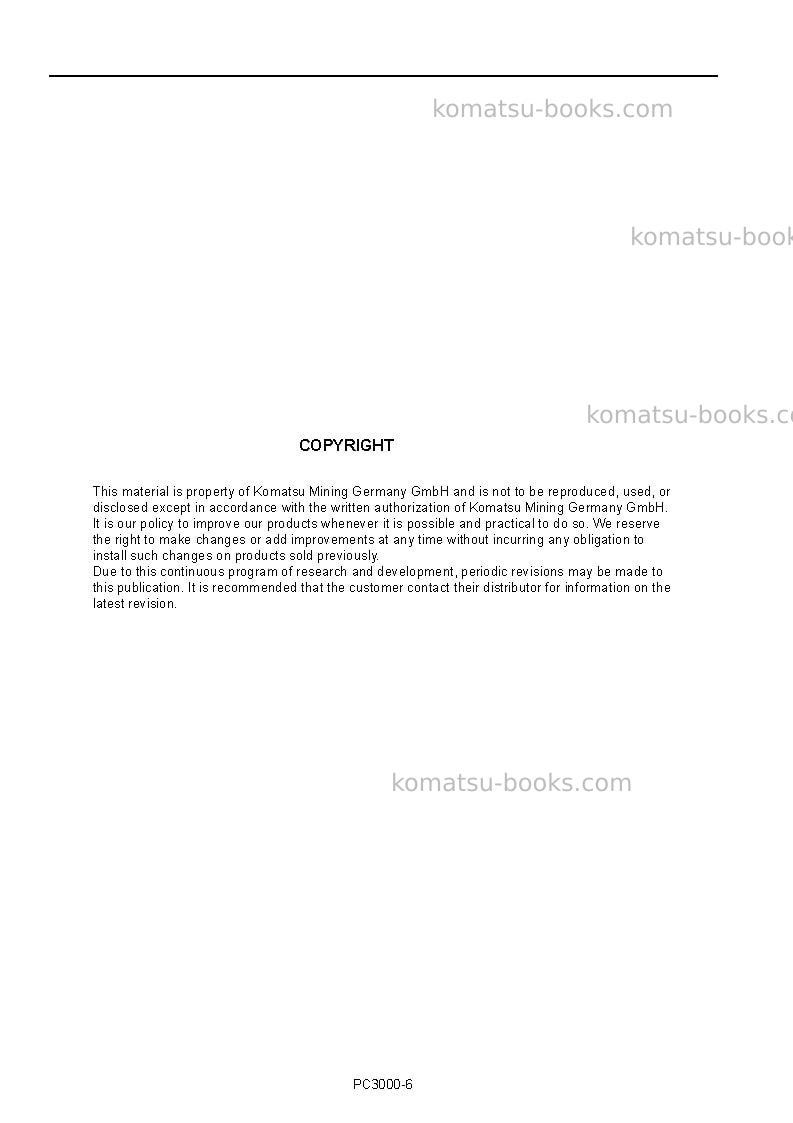 Komatsu pc3000e-6deu Operation manual cover Page 2 Komatsu pc3000e-6deu Operation manual cover Page 2