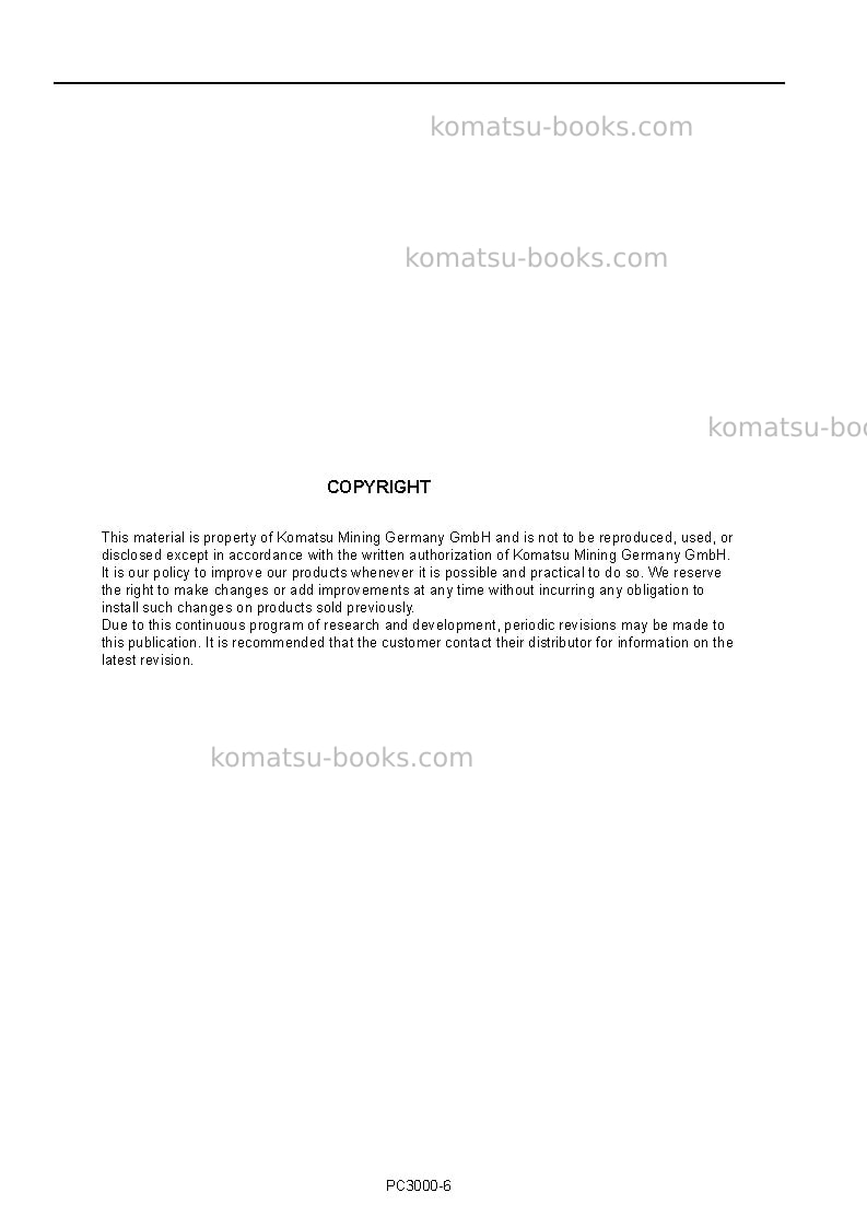 Komatsu pc3000e-6deu Operation manual cover Page 2 Komatsu pc3000e-6deu Operation manual cover Page 2
