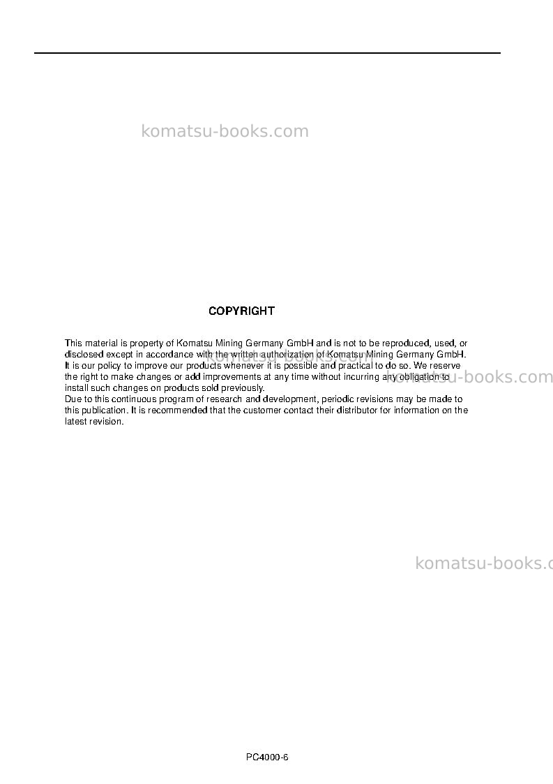 Komatsu pc3000e-6deu Operation manual cover Page 2 Komatsu pc3000e-6deu Operation manual cover Page 2
